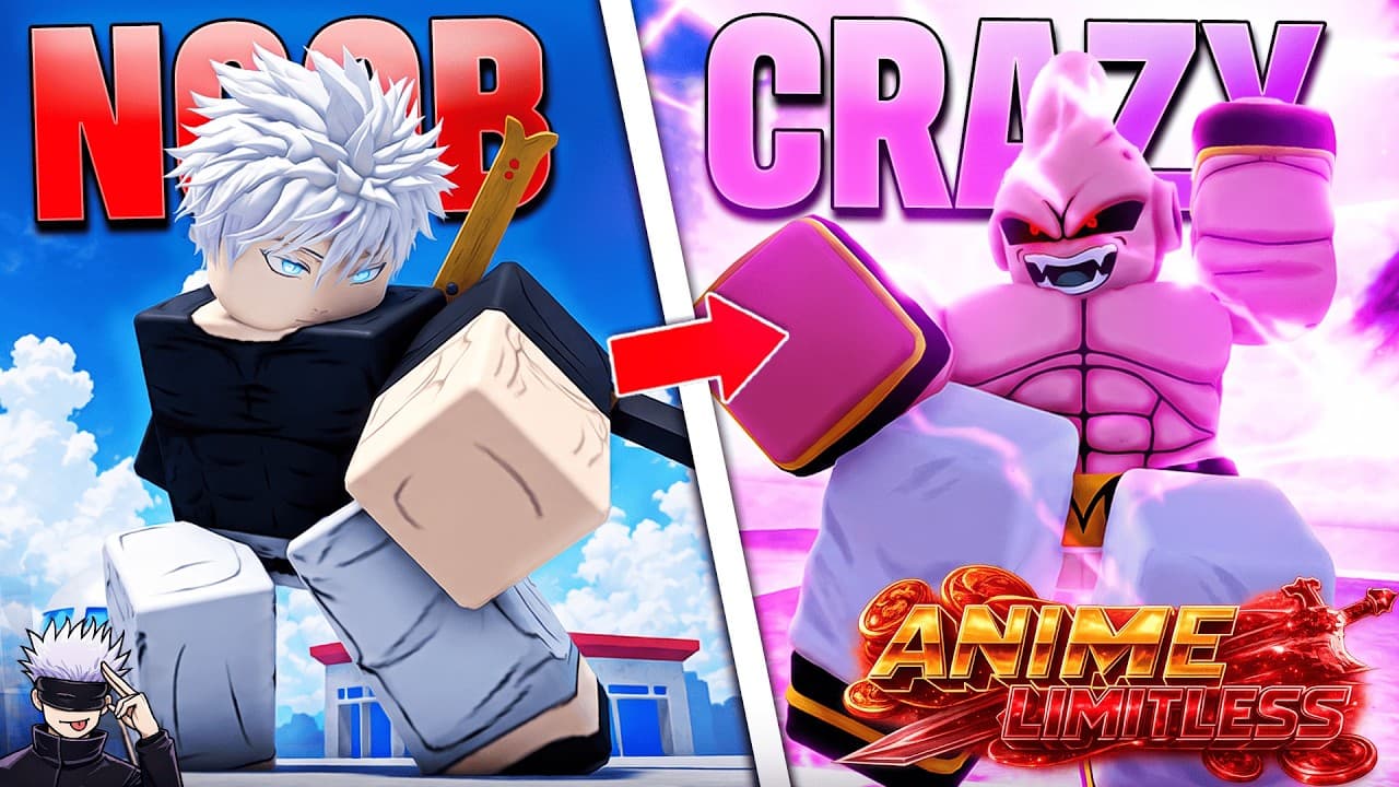 Anime Limitless YouTube video cover showing beginner gameplay and codes guidance